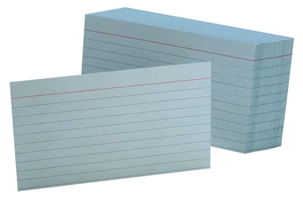 Ruled Index Cards 3″ x 5″ Blue Office Systems Aruba