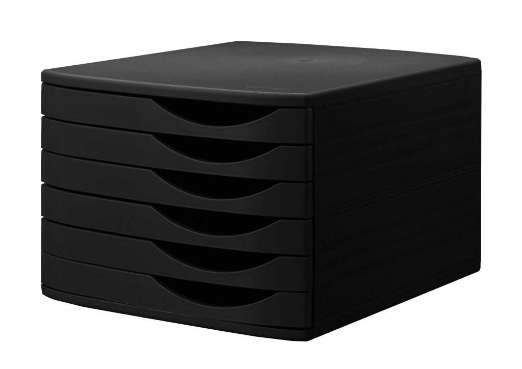 Closed 6 Drawer Desktop Set Black Office Systems Aruba