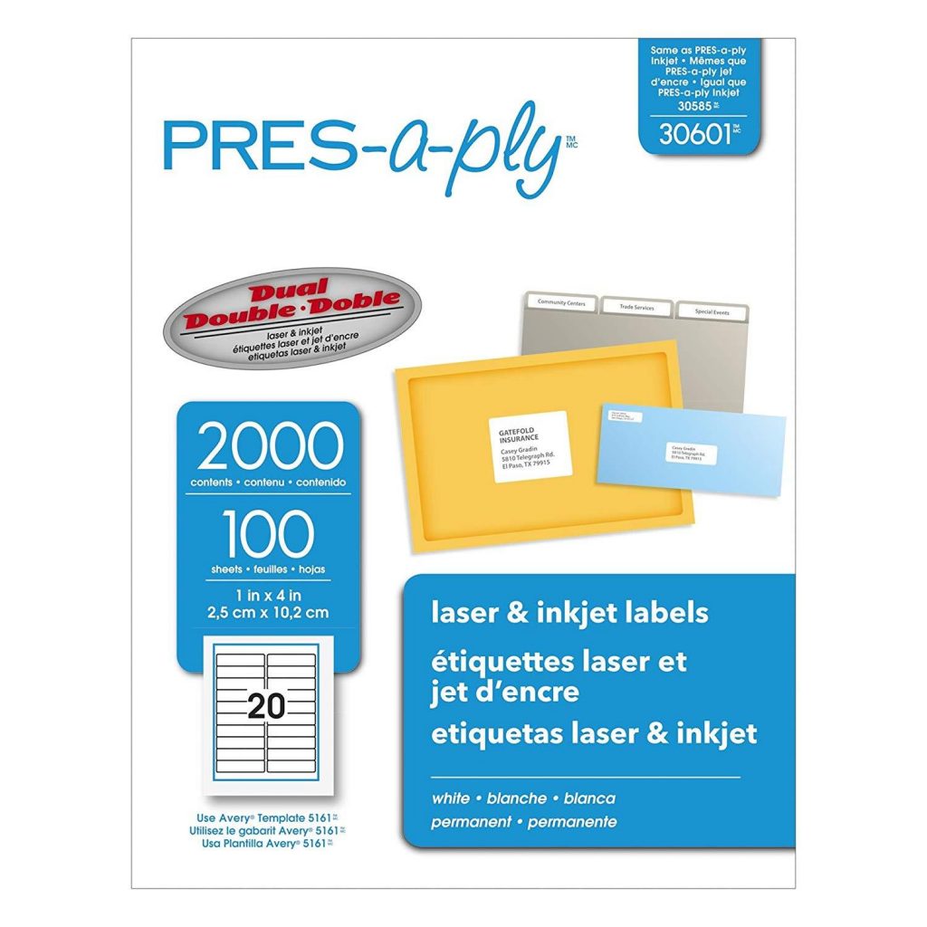 Pres A Ply White Address Labels 1″ x 4″ (30601) Office Systems Aruba