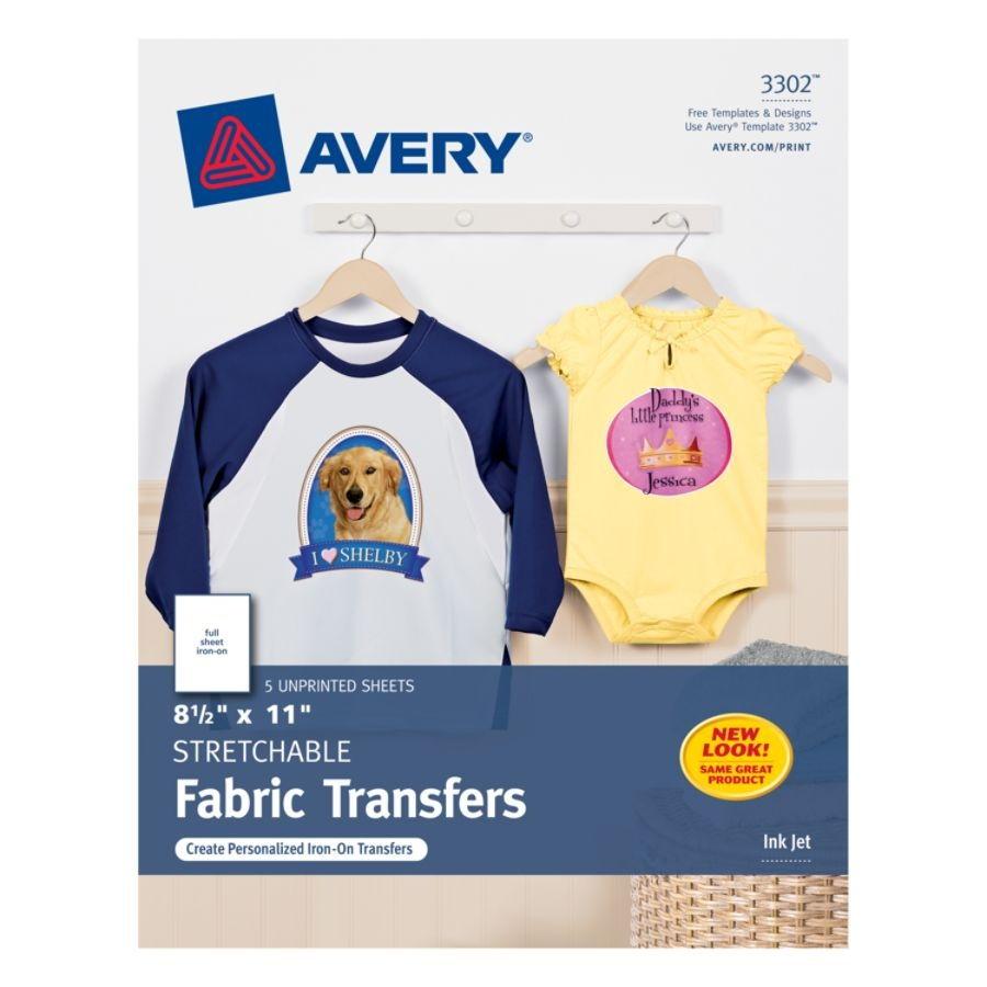 Avery® Fabric Transfers for Light Fabrics, 8-1/2 x 11, Inkjet