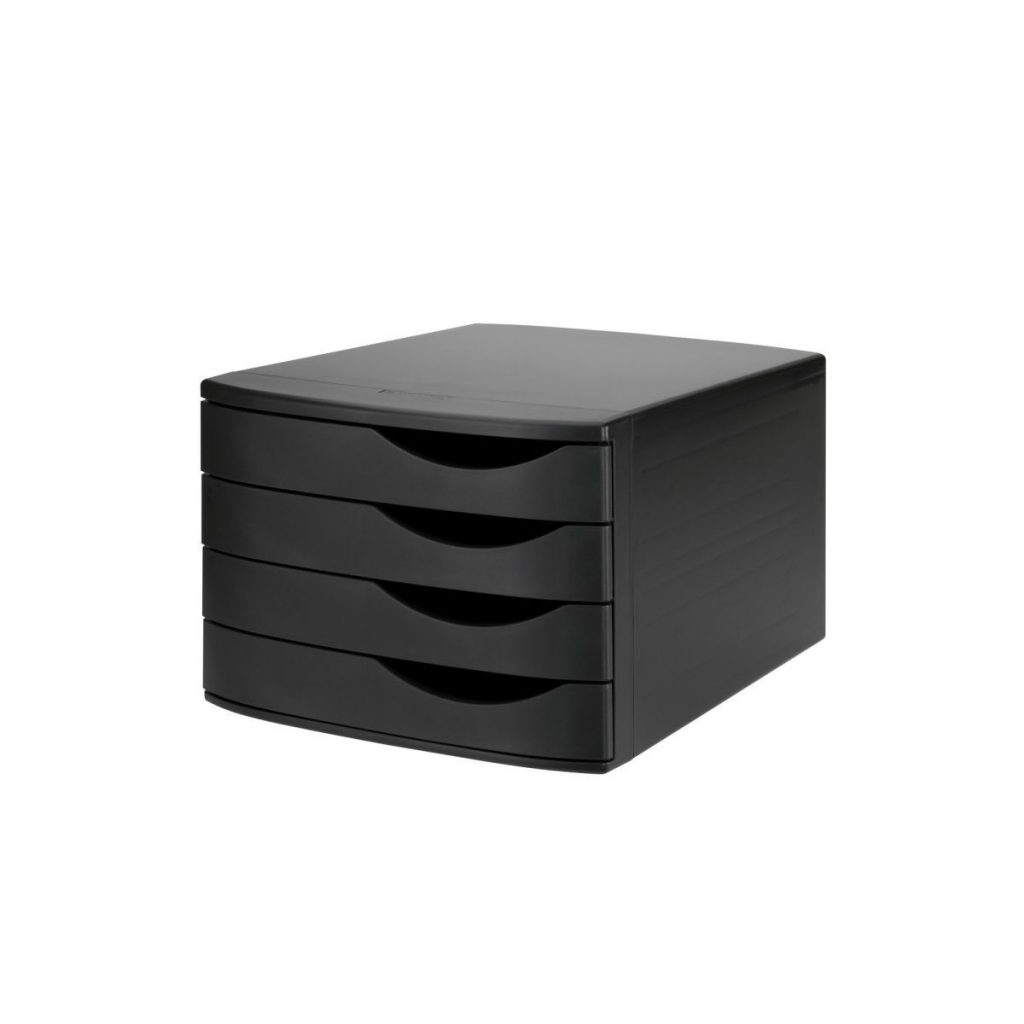 Closed 4Drawer Desktop Set Black Office Systems Aruba
