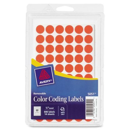 Neon Red Color Coding Labels - 1/2" Round