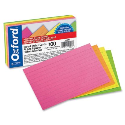 Ruled Index Cards 3" x 5" - Assorted Glow Colors