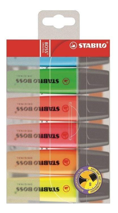 Stabilo Boss Original Highlighter - Set of 6 Assorted Colors
