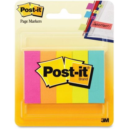 Post It Pagemarkers 0.5" x 2" - Assorted Neon Colors