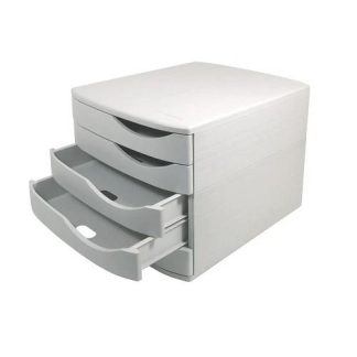 Closed 5-Drawer Desktop Set Gray