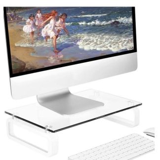 Tempered Glass Monitor Riser - Clear