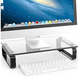 Tempered Glass Monitor Riser - Black