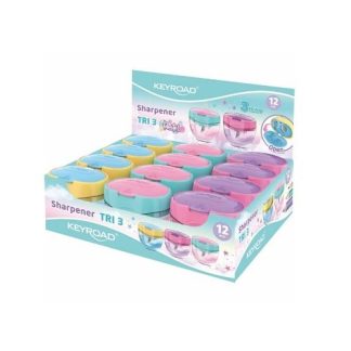 Keyroad Three Hole Sharpener Tri 3 - Assorted Pastel Colors