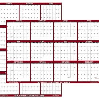 Dry Erase Yearly Planner 2026 - 32"x48" Maroon